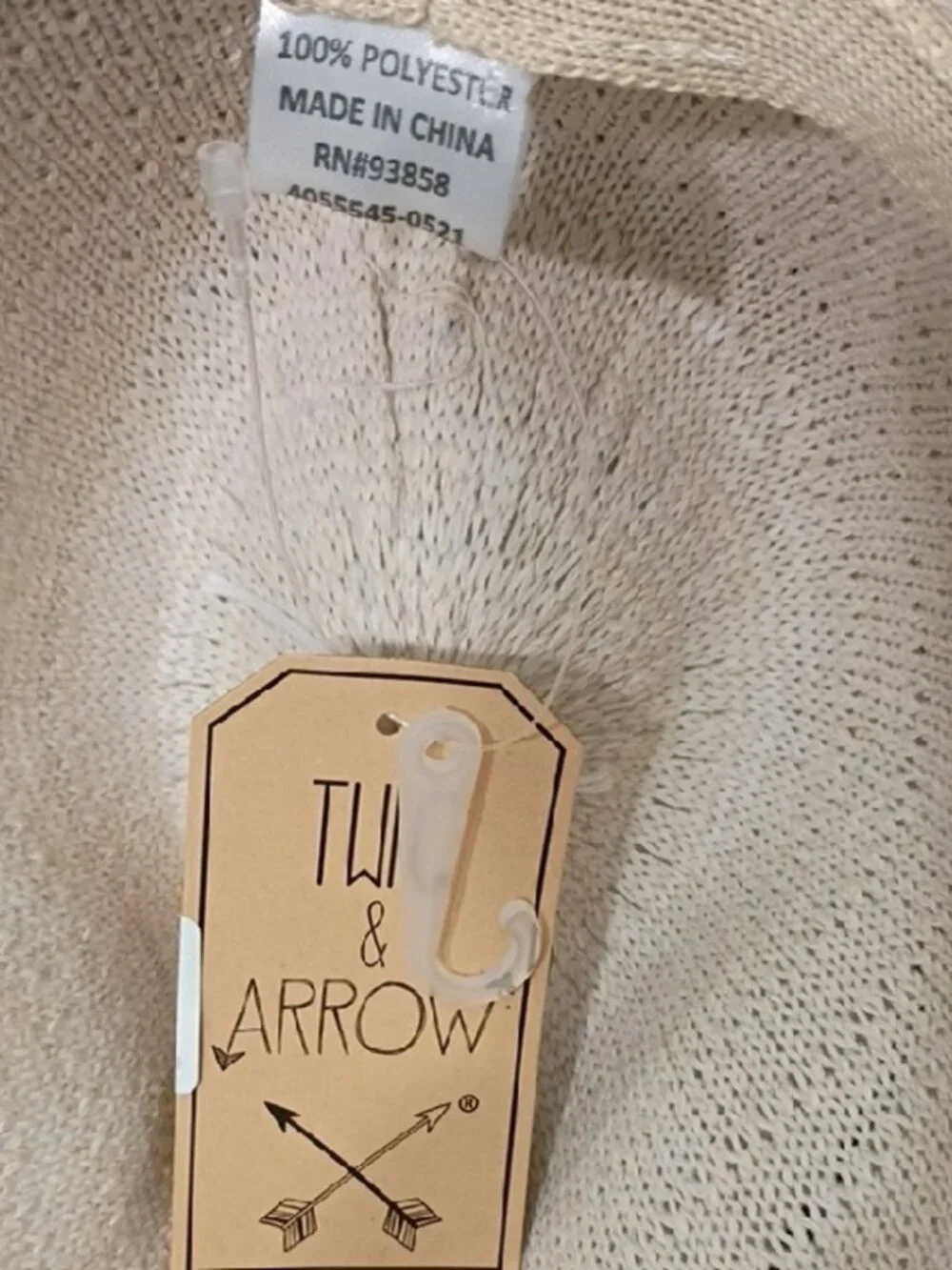 Twig & Arrow Women's Cream Wide Brim Hat with Black Accent